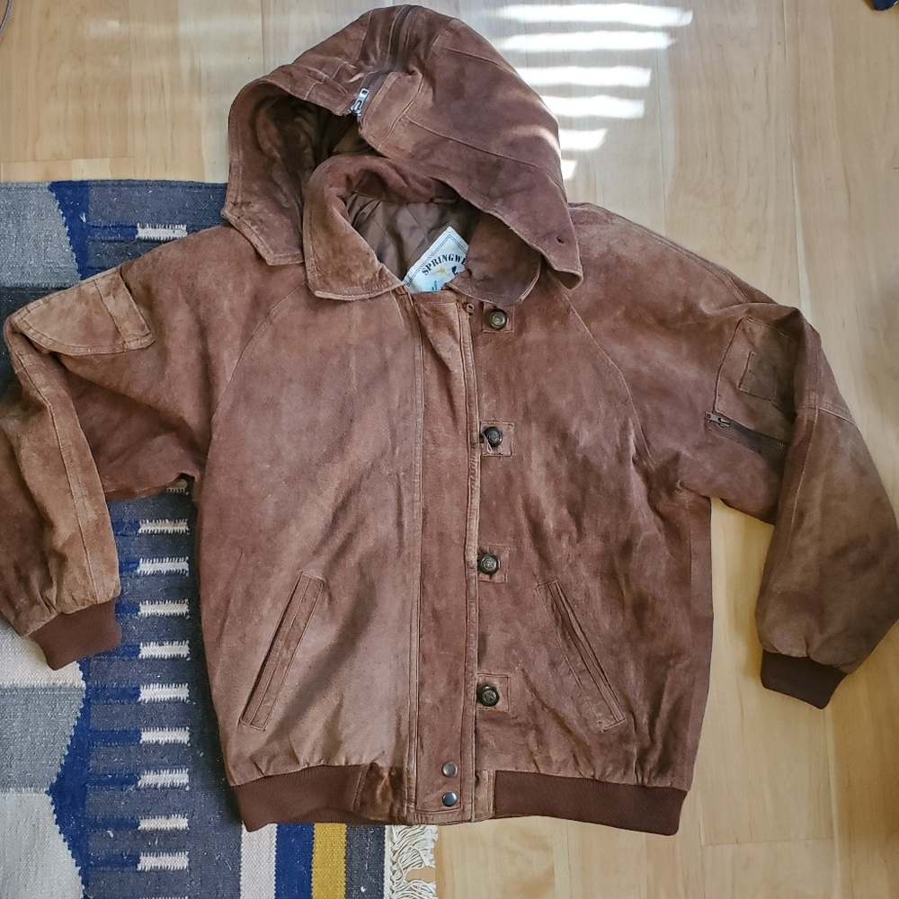 Vintage | Springwest Brown Leather Hooded Jacket